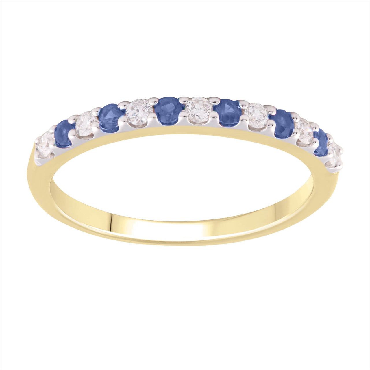 9Ct Yellow Gold Sapphires & Diamonds Eternity Ring