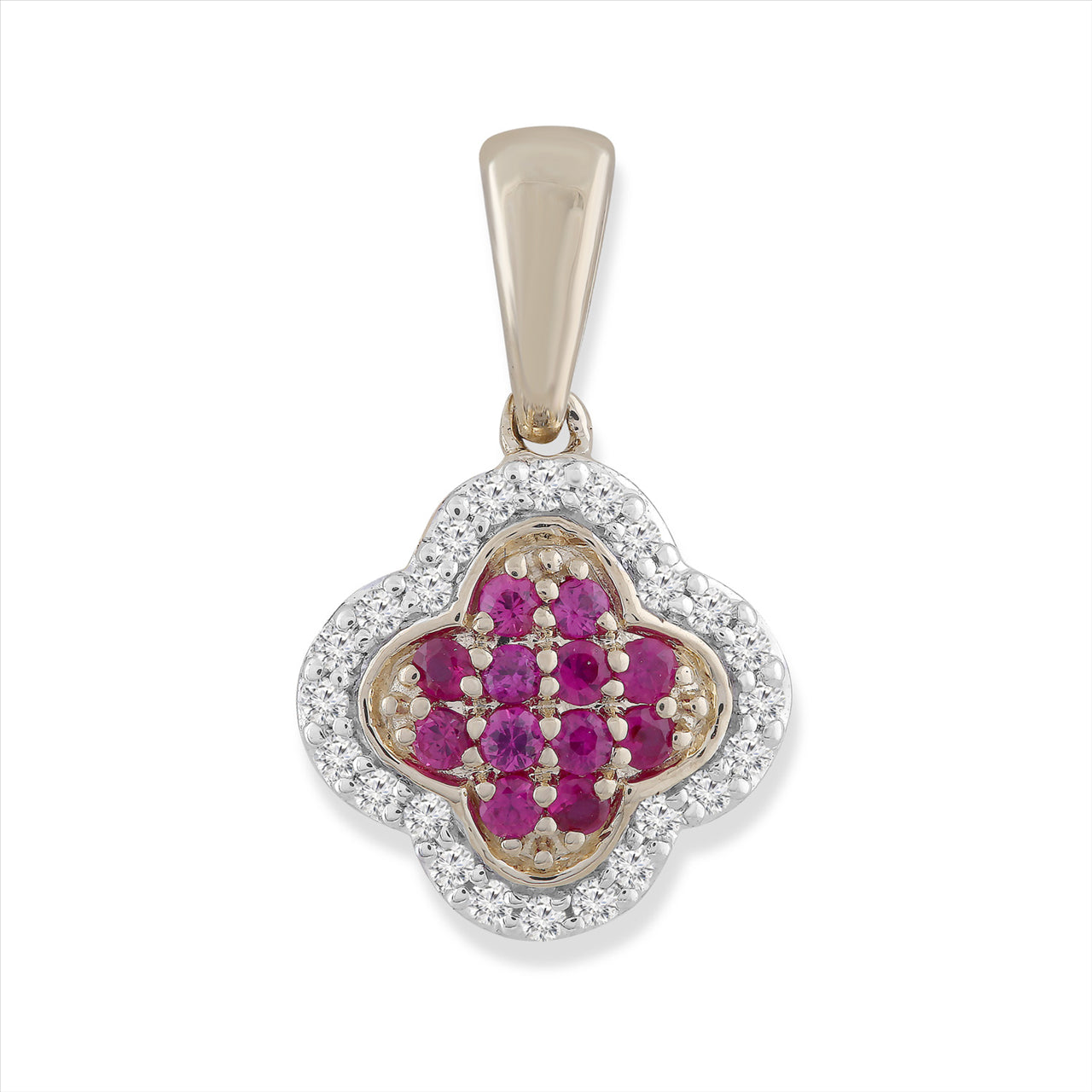 9Ct Yellow Gold Rubies &Diamonds Pendant