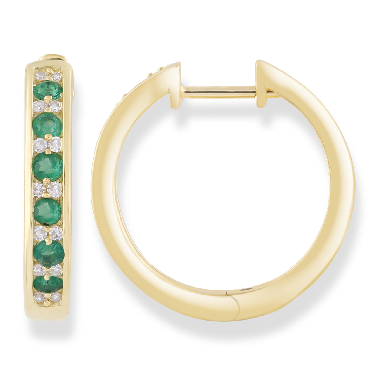 9Ct Yellow Gold Emerald&Diamond Huggies