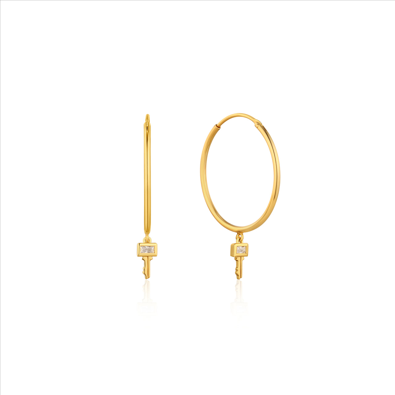 Ania Haie Gold Plated Key Hoop Earrings